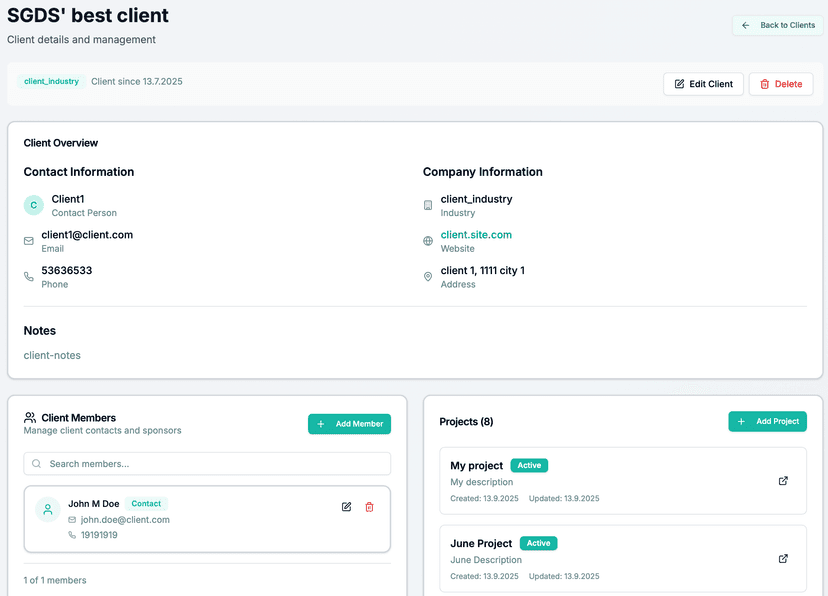 Client view screenshot